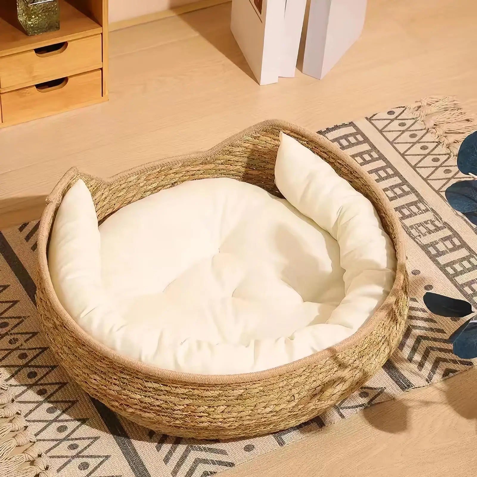 Handwoven Rattan Cat Bed