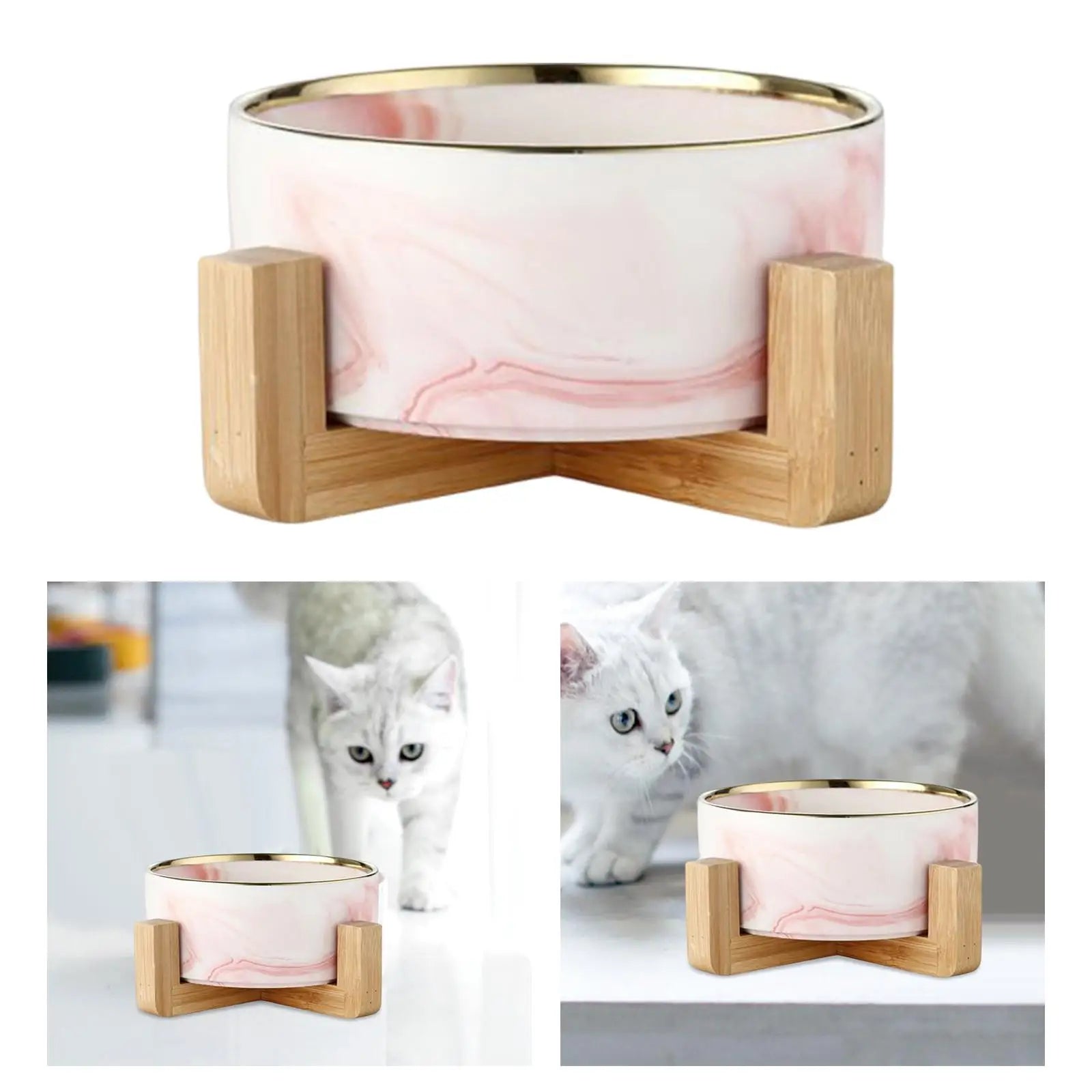 Elevated Ceramic Cat Bowl Set — Food & Water
