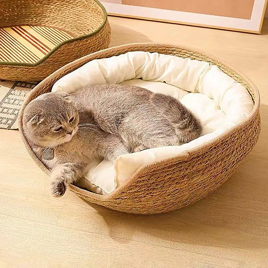 Handwoven Rattan Cat Bed