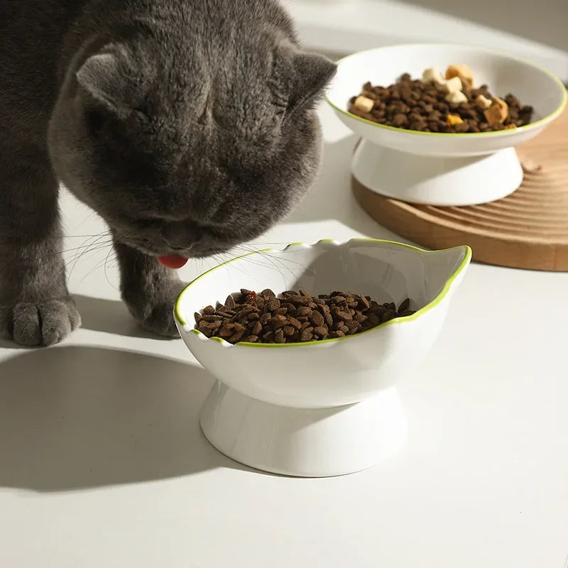 Elevated Ceramic Cat Bowl — Cat Ear Design