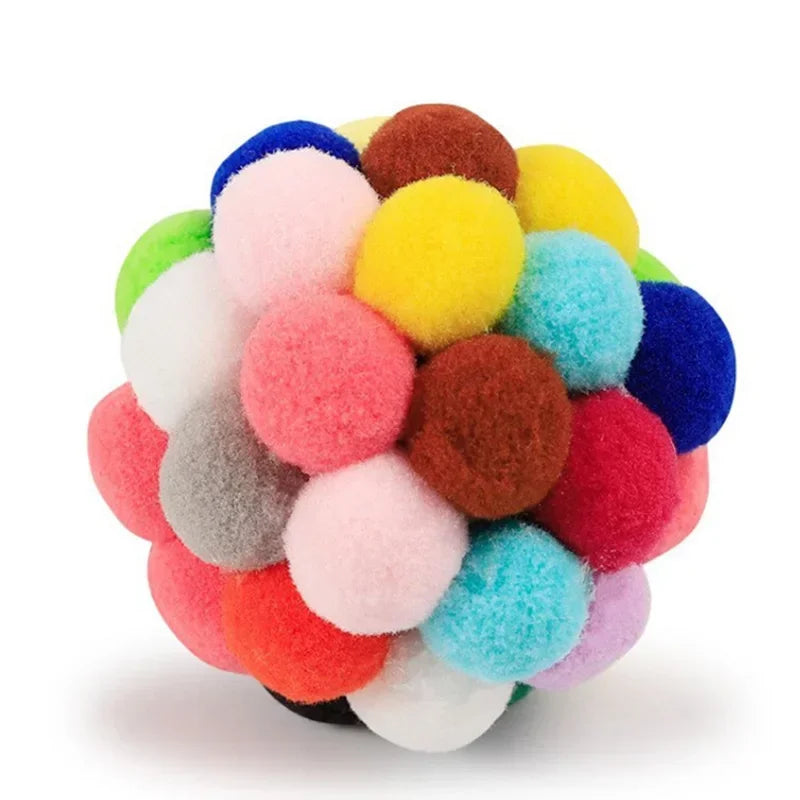 Colorful Plush Cat Ball Toy — Bell Inside
