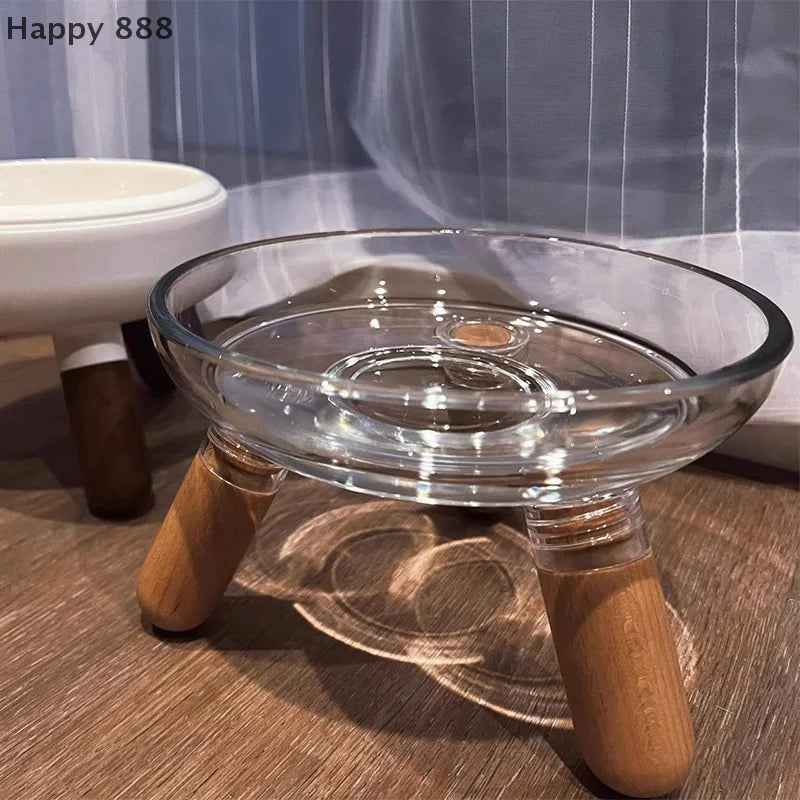 Elevated Transparent Cat Bowl