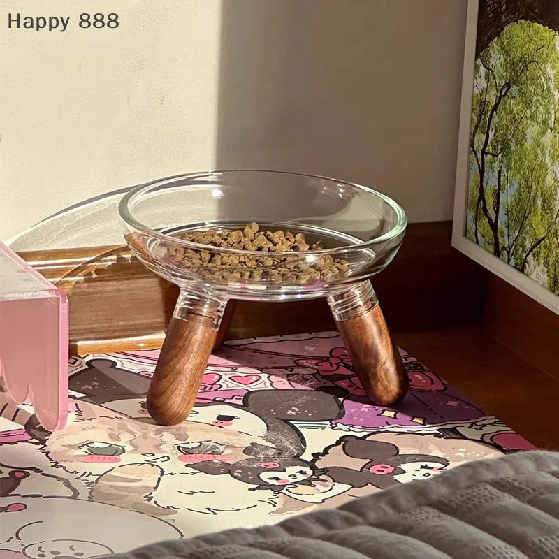 Elevated Transparent Cat Bowl