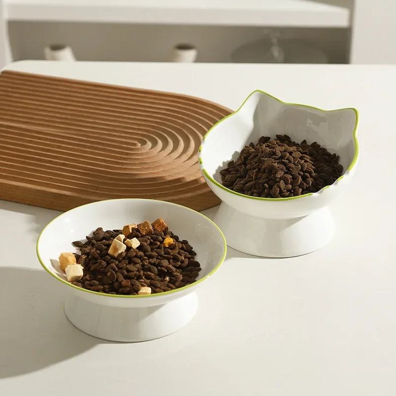 Elevated Ceramic Cat Bowl — Cat Ear Design