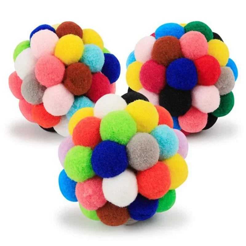 Colorful Plush Cat Ball Toy — Bell Inside