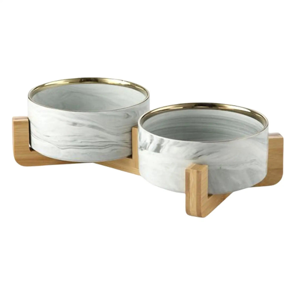 Elevated Ceramic Cat Bowl Set — Food & Water