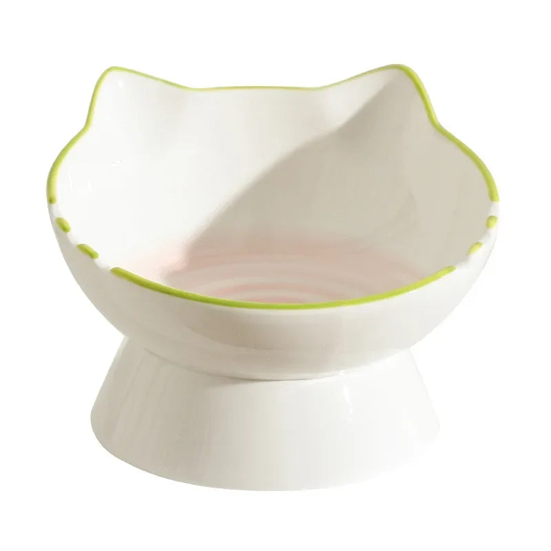 Elevated Ceramic Cat Bowl — Cat Ear Design