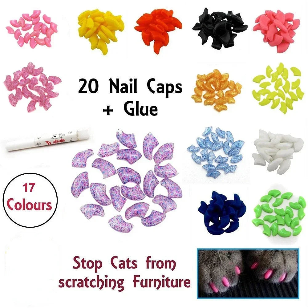 Soft Silicone Nail Caps for Cats – Protect Furniture & Floors