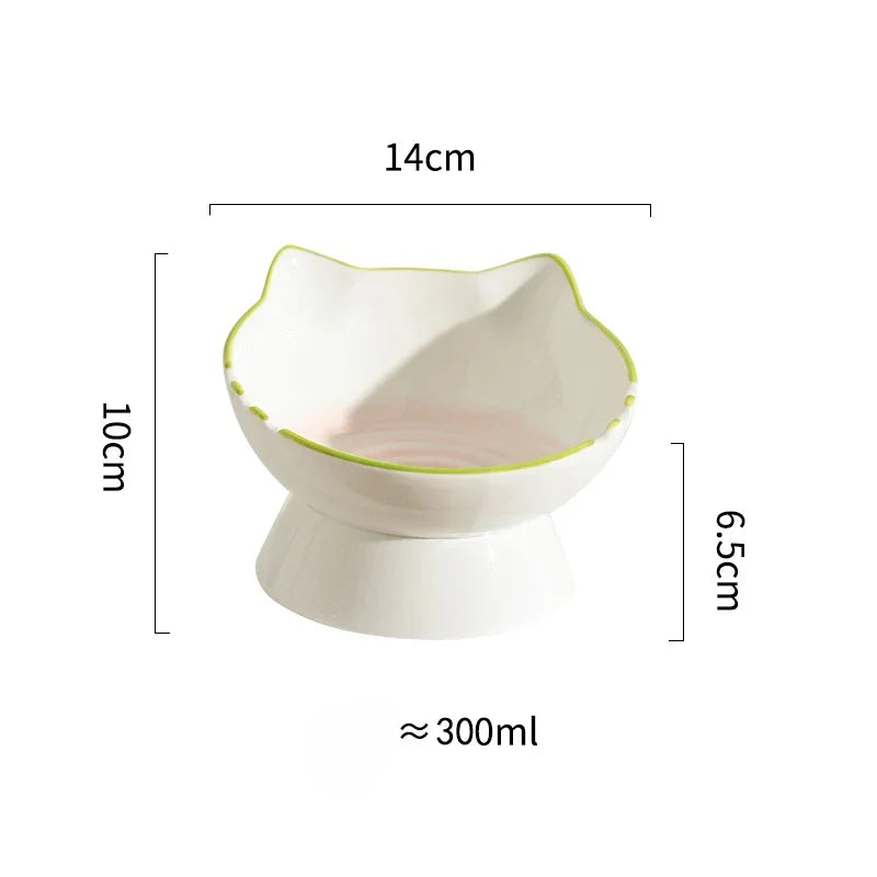 Elevated Ceramic Cat Bowl — Cat Ear Design